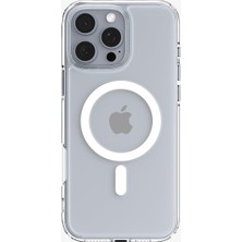 Store iPhone 16 Pro ile Uyumlu Magsafe Kılıf Crystal Hybrid Mag Fit White - ACS08162