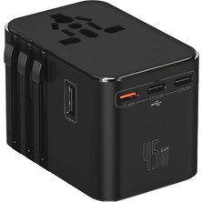 Store 45W Şarj Cihazı ve 2x USB ve 3x Type-C Girişli Universal Seyahat Adaptörü, Priz Dönüştürücü 200'DEN Fazla Ülke ile Uyumlu, Abd, Ingiltere, Aus, Ab