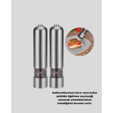 Store Modern Otomatik Baharat Öğütücü Seti – Pilli, Paslanmaz Çelik, LED Aydınlatmalı