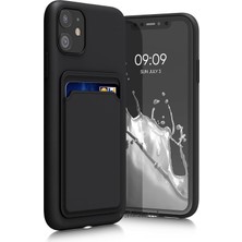 Store iPhone 11 ile Uyumlu Iphone Kılıf Kamera ve Köşe Korumalı Kartlıklı Cüzdanlı Yumuşak Renkli Silikon Kapak Içi Kadife