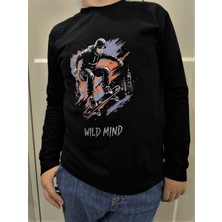 Pidal Giyim Kaykaycı Çocuk Baskılı Pamuklu Uzun Kollu Erkek Çocuk Sweatshirt