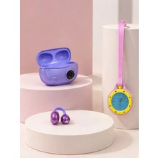 Store Şarj Kutulu Kablosuz Kulaklık ve Pembe Çanta Charm Analog Saat Seti Müzik ve Aksesuar Bir Arada