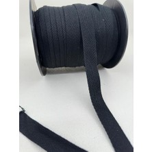 Orevio 2 cm Pamuk Balıksırtı Şerit-5 Metre-Siyah/kalın