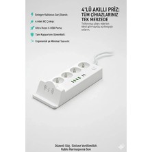 Store Akım Korumalı Priz ve Masaüstü Şarj Istasyonu Kablosuz 4 Priz ,4 Usb, 2 Type-C Girişli 2 Metre