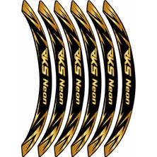 PINAXAR Motosiklet Jant Şeridi 3D Tasarım Sticker Seti Rks Neon Parlak Görünüm