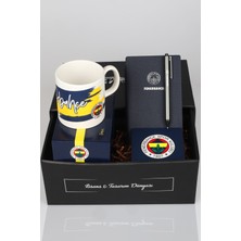 Özel Kutulu Lisanslı Fenerbahçe Kupa,A6 Suni Deri Bloknot&Tükenmez Kalem,Kupa Altlığı Seti
