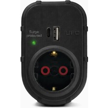 Orevio Yeni Tekli Akım Korumalı Topraklı Priz, 5V 2,4A USB ve Type-C Hızlı Şarj, 16A 250V, Max 3500W, Siyah