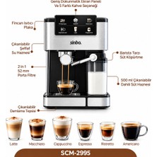 Store Siyah - Krom Espresso Kahve Makinesi 6 Farklı Kahve 1.5lt Su Hazne - 500ML Süt Hazne 1350W SCM-2995