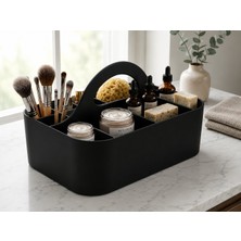 Store 3D Baskı Çok Bölmeli Taşınabilir Banyo ve Makyaj Organizeri - Saplı Masaüstü Düzenleyici-Siyah