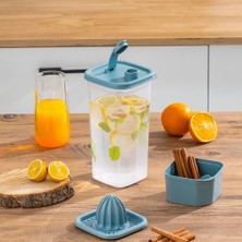 Orevio 1110 Sızdırmaz Kapaklı Detoks Sürahi Matara & Limonluk, Şerbetlik, Suluk Şeffaf Mavi 2 L