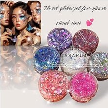 Orevio Glitter Jel Far, Simli Jel Far Seti, Parlak Glitter Göz Farı, Vücut ve Saç Simi