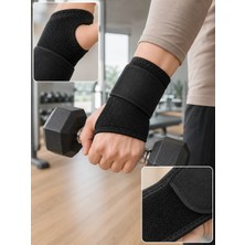 Store Siyah El Bilek Desteği Cırtlı Ayarlanabilir Başparmak Geçişli Bileklik Spor Bandajı