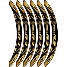 PINAXAR Motosiklet Jant Şeridi 3D Baskı Sticker Yamaha R3 Sportif Parlak Set