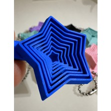 Store 3D Baskı Yıldız Fidget Anahtarlık - Hareketli Stres Oyuncağı ve Çanta Aksesuarı-Mavi