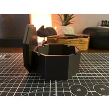 Store 3D Baskı Sekizgen Kapaklı Küllük Menteşeli Rüzgar ve Koku Önleyici Dekoratif Sigara Küllüğü Siyah