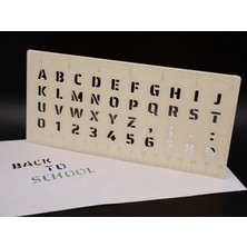 Store 3D Baskı Alfabe, Rakam ve Cetvel Şablonu - Yazı Çizim Kalıbı - Bej