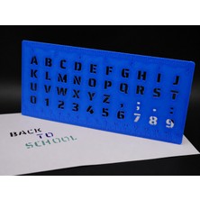Store 3D Baskı Alfabe, Rakam ve Cetvel Şablonu - Yazı Çizim Kalıbı - Mavi