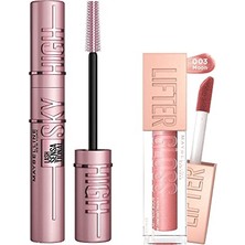 Orevio Lash Sensational Sky High Maskara ve Lifter Gloss Nemlendirici Dudak Parlatıcısı 003 Moon Makyaj Seti