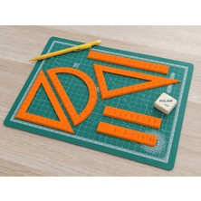 Store 3D Baskı Geometri Cetvel Seti - Iletki, Gönye ve Ölçüm Araçları - Turuncu