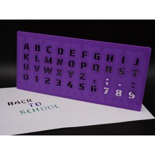 Store 3D Baskı Alfabe, Rakam ve Cetvel Şablonu - Yazı Çizim Kalıbı - Mor