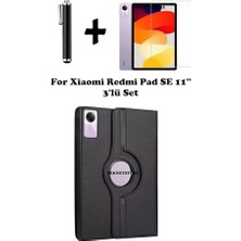 Orevio Xiaomi Redmi Pad Se 11 Inç Uyumlu Siyah 3'lü Set; 360° Döner Pu Deri Kılıf, Nano Ekran Koruyucu ve Dokunmatik Kalem