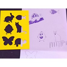 Store 3D Baskı Hayvan Figürleri Çizim Şablonu - Çoklu Desen Kalıbı - Sarı
