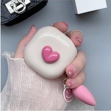 Orevio Kulaklık; (5227) Pembe Kalpli Kılıfı-1 Samsung Galaxy Buds 2, Buds Pro, Buds Live, Buds 2 Pro ile Uyumlu