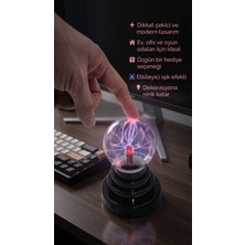 VizyonumVar Concept Sihirli Plazma Küre - Dokunmatik Işıklı Elektrik Efektli Gece Lambası USB ve Pilli Masaüstü Dekorasyon Küresi