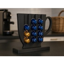 Store 3D Baskı Kahve Kapsül Standı Tezgah Üstü Kapsül Organizer Düzenleyici Kupa Formlu Dekoratif Siyah