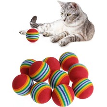 Store 3lü Gökkuşağı Sünger Kedi Köpek Çiğneme Oyun Topu 4,2 cm
