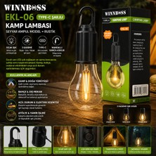 Store USB Şarjlı Seyyar Ampul Model=rustik Kamp Lambası Mandallı Kanca Askılık 3-Kademe Işık Ekl-06 G-912