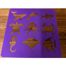 Store 3D Baskı Deniz Hayvanları Çizim Şablonu - Çoklu Desen Kalıbı - Mor