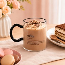 Store Coffee Yazılı Cam Kupa, Siyah Kulplu Şeffaf Kahve Bardağı, Çay Latte ve Sıcak Soğuk Içecekler Için Modern Cam Bardak