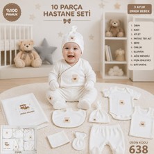 Almini Erkek Bebek Araba Nakışlı %100 Pamuk 0-3 Ay 10'lu Yenidoğan Hastane Çıkışı Zıbın Seti