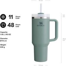 Store Quencher H2.0 Flowstate Pipetli Termos Bardak 1.18 Litre - Yeşil (Shale) | Paslanmaz Çelik