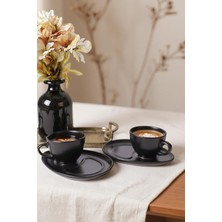 Store Mat Siyah Damla Kahve Sunum Seti 4 Parça 2 Kişilik 956