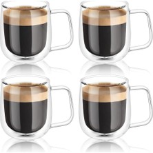 Store 4 Adet Berri Çift Cidarlı Isı Koruma Özellikli Kupa Bardak Kahve Fincanı Set