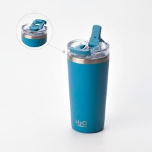 Store 530 ml Pipetli ve Ağızlıklı Çelik Termos Kupa - Çift Fonksiyonlu Kapak - Sıcak/soğuk Tutan Seyahat Bardağı (Travel Mug) - 4 Farklı Renk Seçeneği (Mavi)