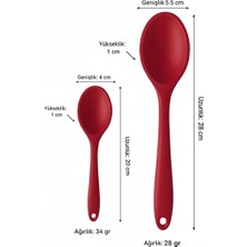 Store Silikon Kaşık + Silikon Mama Kaşığı 2’li Set - Isıya Dayanıklı, Çizmez, Tek Parça Tasarım (Kırmızı)