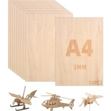 Orevio Ihlamur Kontrplak 3 Mm; 10'lu Paket A4 30 x 21 Cm, Dıy Ahşap Işleri, Model Yapımı, Dekorasyon ve Tablo Için Lazer Işleme