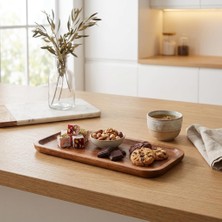 Store 30 x 13 cm Akasya Sunumluk, Dikdörtgen Ahşap Sunum Tepsisi, Kahvaltılık, Çerezlik, Lokumluk, Çikolata ve Atıştırmalık Servisi Için Doğal Görünümlü Sunum Tabağı