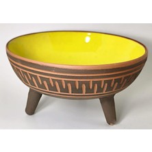 Store Dekoratif Sunum Kasesi, Seramik Ayaklı Sunum Kasesi, Servis Kasesi, Servis Tabağı, Kase, Tabak (Sarı, 25 Cm)
