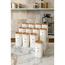 Store 12'li Ahşap Görünümlü Etiketli Sızdırmaz Kapaklı Baharatlık Seti 350 ml