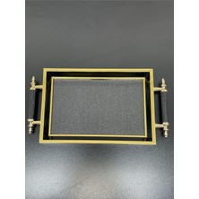 Store Lüks Gold Detaylı Simli Sunum Tepsisi Yaldızlı Tepsi 32 * 17CM