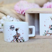 Store Ahşap Kutusunda Love Tasarımlı Kupa Bardak