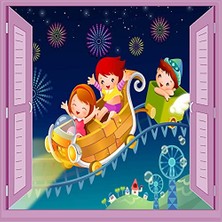 Orevio Çocuk ve Bebek Odası Pencere Posteri Duvar Kağıdı, Lunapark