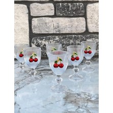 Store 6 Lı Kristal Cam Kahve Yanı Bardağı Kiraz Bardak Kirazlı 75ML