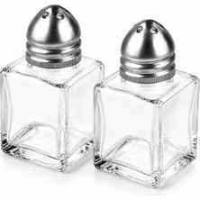 Store Mini Cam Tuzluk Biberlik Seti Kare Baharatlık Paslanmaz Çelik Kapaklı Şeffaf Cam Sofra Tuzluk Baharat Kabı Modern Dekoratif Tuzluk Biberlik Takımı (2)