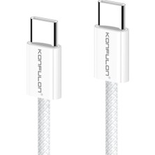 Store Konfulon DC130 2m 60W Type-C To Type-C Örgülü Hızlı Şarj Kablosu - Beyaz