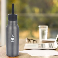 Store Termal Şişe - 500ML - Koyu Gri Renk - Paslanmaz Çelik - Çift Katmanlı - 12 Saat Sıcak 24 Saat Soğuk Tutar - Hava Geçirmez Vidalı Kapak Özelliği - Özel Silikon Conta Sayesinde Sızdırmaz Şişe